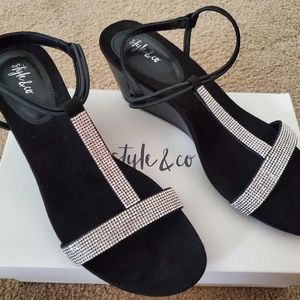 New Evening Rhinestone Wedge Sandal